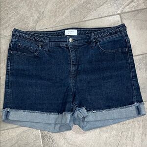 Crown & Ivy Dark Blue Denim Rolled Hem Shorts, Women’s Size 14